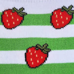 Charger l&#39;image dans la galerie, zoom Chaussettes fantaisie motifs fraise à rayures vertes et blanches marque Cassepieds
